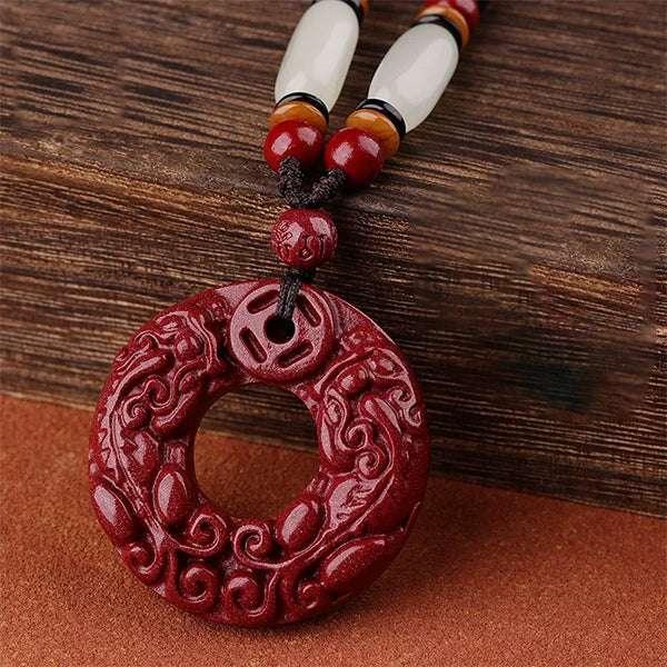 Peaceful Safety Pendant - Cinnabar Double Pi Xiu - SHOP