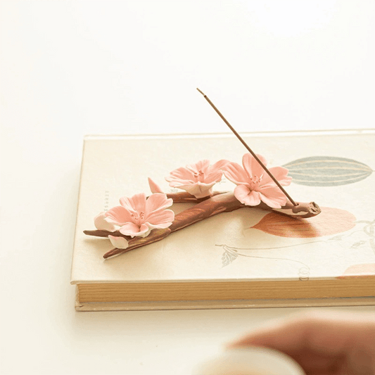 Pink Plum Blossom Ceramic Incense Holder - SHOP