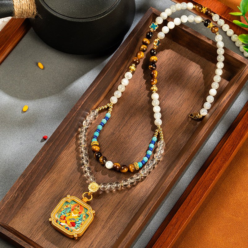 Hand - painted Zalimar Mount Wutai Five Brothers Thangka Pendan - SHOP