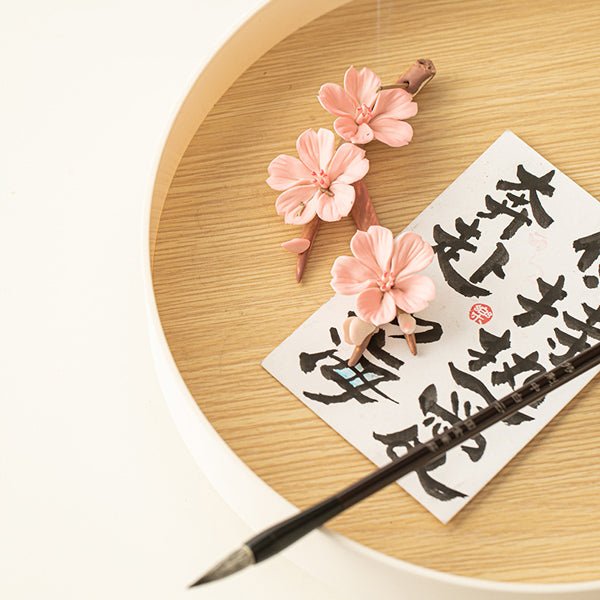 Pink Plum Blossom Ceramic Incense Holder - SHOP