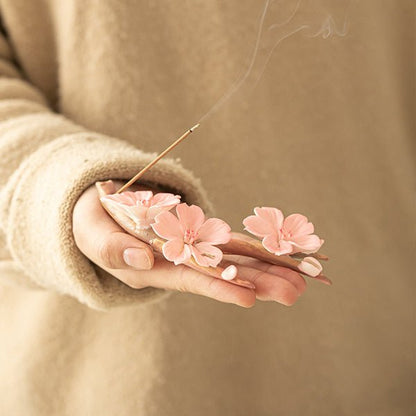 Pink Plum Blossom Ceramic Incense Holder - SHOP