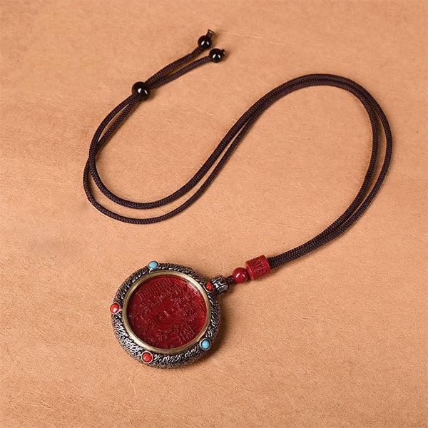 Protective Pendant - Purple Cinnabar Mountain Spirit Amulet Coin Pendant - SHOP